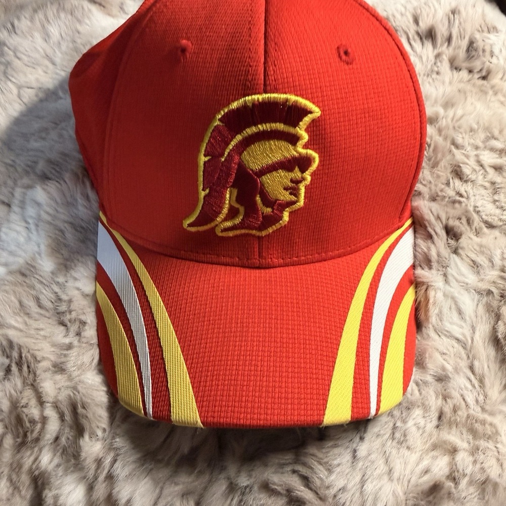 USC Trojans Hat Cap Red Yellow Striped Brim Embroidered Tommy Trojan NCAA Youth